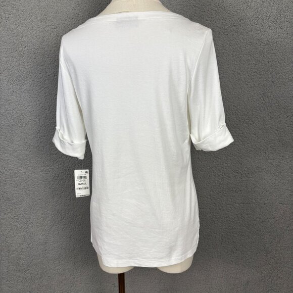 Style & Co Women's Elbow Tee Small Bright White 100% Cotton New With Tag's. - Picture 5 of 8
